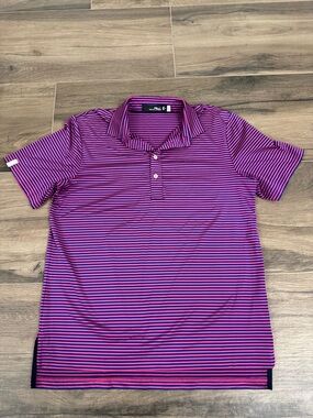 NWOT RLX Ralph Lauren Pink Striped Golf Polo Shirt